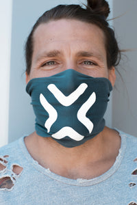 X Marks The Spot Print Multi Use Headband/Face Mask in Titanium Blue